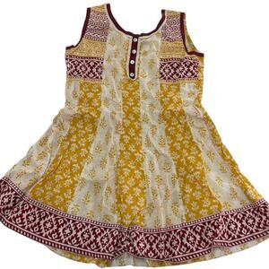 Ethnicity Dress Womens X Small White Yellow Red Floral Printed Fit Flare Mini